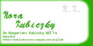 nora kubiczky business card